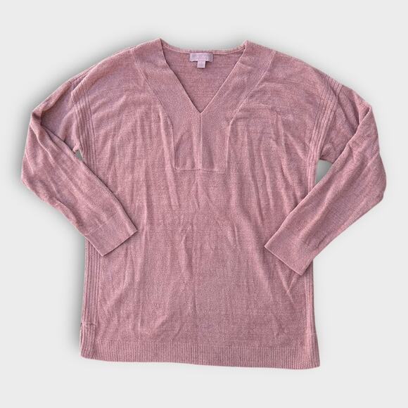 Barefoot Dreams CozyChic Ultra Lite V-Neck Sweater Women's Large Dusty Pink Cozy - Picture 1 of 7